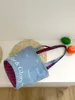 HBP Girls Denim Blue Bucket Bag Plaid Canvas Bag stor kapacitet axel shopping handväskor utomhus duk totes