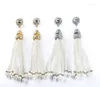 Kolczyki Dangle Elegancka perła kropla kolczyka złoto srebrny kolor Diamante Tassel Beaded Wedding Długie mody biżuteria