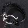 Charm Armband Fashion Flätat läderarmband Rope Chain Mens Trendy Jewelry Unikt rostfritt stål Buckle Wrap PW797