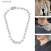 Anhänger Halsketten 50JB Frauen Choker Big Ball Punk Schmuck 7,5mm Legierung Perle Schlüsselbein Kette Kugel Halskette Link Halsketten für männer Mädchen GeschenkL242313