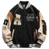 Wukong hat einen Vorrat an American Retro Letter Flocking Patchwork Baseball Jerseys, lockeren und vielseitigen Hip-Hop-Jacken für Herren