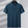 Luxury Summer Ice Silk Seamless Polo Shirts Men Business Casual T-Shirts Slim Short Sleeve Social Office Wid Down Collar Tops 240306