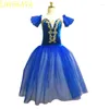 Stage Wear 2024 Jupe de ballet bleue Jupe de danse pour enfants Costume de performance longue robe à bretelles pour fille