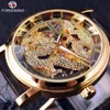 Forsining Chinese Dragon Skeleton Design Transaprent Case Gold Watch Mens Watches Top Brand Luxury Mechanical Male Wrist Watch238W