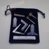 Ensemble de 9 badges d'outils de travail maçonniques bleus différents avec sac en velours maçon maçon Miniature cadeaux de maçon 201125286N