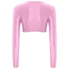 Kvinnors tankar Kvinnor Casual Solid Color Long Sleeve T-Shirt Sports Workout Yoga rycker Toppar Glossy Low Cut Crop Top Pool Party Beach Cover