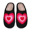 Unisex Shoes 266 Plush Walking Heart Slippers Non-slip Warm Soft Winter Platform Couple Indoor