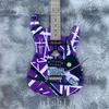 Em estoque Eddie Van Halen Heavy Relic roxo Franken 5150 Guitarra Elétrica Preto Branco Listras refletor real