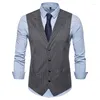 Men's Vests Summer Spring Men Suit Vest Single Breasted Striped Blazer Business Office Dress Wedding Casual Waistcoat Clothing