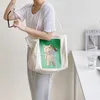 HBP Não-Marca Edição Han Bolsa de Ombro Único Bolsa de Alta Capacidade Moda Lazer Coreano Meninas Lona Impressão Urso Tote Bags