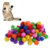 猫のおもちゃ100pcsロットカラフルなミニキラキラキラキラティンセルボールおもちゃのための小さなポンボール