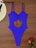 Swim wear S.XL Sexy 5 Color Cut Out Belly Ladies Swimsuits One Piece Swimsuit Womens High Legs Monokini Bathing Swimsuit V5366 aquatic sports 240311