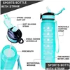Vattenflaskor 32oz Portable Bottle Motivational Sports With Time Maker Leak-Proof Cup för utomhussport Fitness BPA Drop Delivery Dhirz