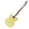 Te le guitare électrique, touche érable, couleur jaune crème, corps en acajou, guitare 6 cordes, guitare rock