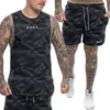 Men's Tracksuits 2024 Camouflage Gyms T-shirt Men Vest Sports Shorts Suits Quick Dry Running Sets Summer 2 Pieces