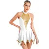 Stage Wear Womens Leotard Sleeveless Figure Skating Dress Halter Neck Bodysuit Ballet Modern Dance Performance Roller Costume