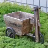 Plantadores vintage pequeno carrinho de mão natural banheira de flores de madeira europeia casa jardim decoração roda carrinho de madeira flor planta pote