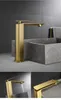 Robinets de lavabo de salle de bains en laiton de qualité supérieure noir/or brossé, grand robinet de conception moderne en cuivre, robinet mitigeur de lavabo d'eau froide à un trou