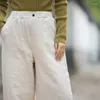 Calças femininas qpfjqd feminino casual quente mais algodão primavera inverno 2024 cintura elástica mulheres retro linho calças retas cor sólida