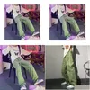 Jeans femininos houzhou verde mulheres y2k baggy streetwear hiphop cintura alta denim calças harajuku vintage calças soltas feminino coreano s ot3of