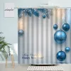 Number Winter Christmas Shower Curtain Xmas Snowflake Sier Balls Bell Pine Tree Bathroom Decor Waterproof Polyester Fabric Curtains