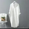 Women's Blouses Woman Long Shirt Dress Cotton Korean Fashion White Dresses Spring Oversized Sleeve Loose Ladies Tops