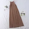 Elegancia sin mangas Halter chaleco vestidos falda para mujeres verano espalda descubierta largo plisado vestido de vacaciones moda