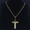 Christian Jesus Cross Necklace Chain for Men 14k Yellow Gold Bible Prayer Man Male Jewelry collar hombre