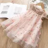 Vestidos de menina com pétalas de renda, decoração para meninas, presente de aniversário de verão, vestido de festa, fantasia de criança, roupas infantis