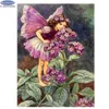 Diamond Målning 5D PURPL Flowers Girl Rhinestone Butterfly Fairy Cross Stitch DIY Brodery Mosaic Sticker273d