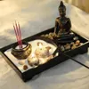 Augkun Buddha Statue Zen Garden Sand Meditation平和的なリラックス装飾セットスピリチュアルブッダ香バーナー風水装飾Y2002488