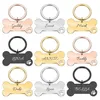 Personlig Pet Dog ID Tag Keychain Graverad namn för kattvalp Krage Pendant Keyring Bone Accessories Tag ID209L