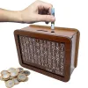 Boxes Home Counter Piggy Bank Money Box Wooden Coin Money Saving Box Jar Coins Storage Box Desktop Ornament Home Decor Crafts Safe Box