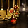 Brooches Beautiful Sunflower Oil Drop Vase For Women Dress Suit Brooch Orange Flower Fashin Jewelry Vintage Enamel Pins