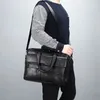 Men portföljis Bag Classical Retro Pu Leather Luxury Brand Business Handbag Male Crossbody Axla Laptop Computer Case 240313