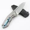 CK 0456 Flipper Knife D2 Steel Satin/Black Titanium Coating Tanto Point Blade CNC TC4 Titaniumlegering Handle Ball Bearing EDC Pocket Knives