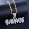 Pendant Necklaces Ice Crystal Alphabet Pendant with 24 Inch Chain for Men Women Sparkling Hip Hop Rock Rap Jewelry Gifts L24313