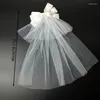 Bridal Veils Wedding For Kids With Bow Hairpin Handmade Double Layer Cute Princess Headdress Kid Headwear Pography Pro