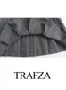 Trafza Spring Women Fashion 2 Pour Stet Long Sleeves Blazer Coat Sexy Party Sweet Female Mini Plateed Tarts 240309