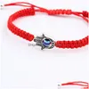 Ketting Mode Handgemaakte Rode Draad Hamsa Hand Evil Blue Eye Star Bedelarmband voor vrouwen Mannen Paar Lucky Ppeacef Boho Festival Chic Dhv9Q