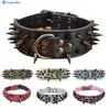 Hoge Kwaliteit 2 Breedte Pu Leer Grote Halsband met Zwarte Scherpe Spikes Bezaaid voor Grote Hond Huisdier Pitbull Mastiff K5825235r