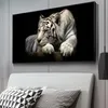 Africano Grande Leone Leopardo Animali Volto Dipinti su tela Wall Art Poster e stampe Animali Leoni Immagini artistiche per soggiorno258r