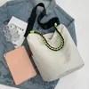 Canvas Bucket Bag Woven Design Womens Handbag Large Capacity Shoulder Crossbody Bags For Women Casual Travel Shopping Bags 240309