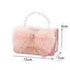 Children Wallet Small Bag Cute Girl Classic Coin Purse Handbag Flower Beading Princess Kid Money Baby Shoulder 240306