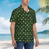 Men's Casual Shirts Gold Shamrock Print Shirt St Patricks Day Cool Hawaiian Male Short Sleeve Beach Y2K Funny Printed Oversize Blouses