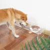 Feeding Acrylic Dog and Cat Bowls, Elevated Set, Stand Feeder, Removable Stainless Steel, Glass Bowls, Food