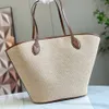 10A high quality designer straw bag luxury shoulder bag straw tote designer women's bag Shopping Bag 35CM woven bag Fashion beach bag Brown large bag Gift box packaging