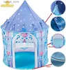 Tende giocattolo Tenda da gioco per bambini Tenda pop-up per bambini Castello blu Casetta da gioco Gioco al coperto Regali di compleanno per feste Bambino per ragazze Tenda pieghevole L240313