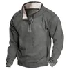 Polo con zip per uomo Moda Abbigliamento uomo oversize Felpa casual Manica lunga Pullover tinta unita Top 240326
