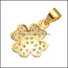 Charms Fashion Cz Micro Pave Clover Charm Pendant For Necklace Jewelry Making Drop Delivery Findings Components Ot48K